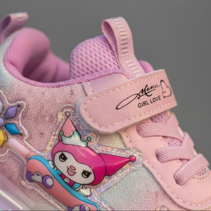 Glitter Pastel Cartoon Sneakers for Girls — Product image: 