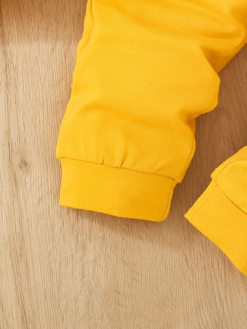 3-piece outfit set for boys and girls: a t-shirt with a bear print, a hooded sweatshirt, and sports pants.3-piece outfit set for boys and girls: a t-shirt with a bear print, a hooded sweatshirt, and sports pants.