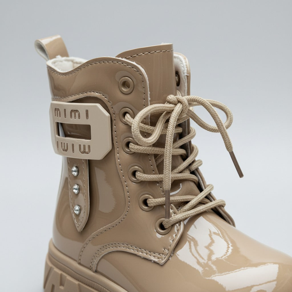 « Bottes vernies brillantes et élégantes pour filles, bottes d'hiver chaudes et confortables pour enfants »