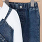 Girls' 3-Piece Denim Flare Pants Set with White Puff Sleeve Shirt & Layered Denim Camisole