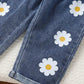 Sunny Daisy Girls Set – Sleeveless Top & Floral Denim Pants