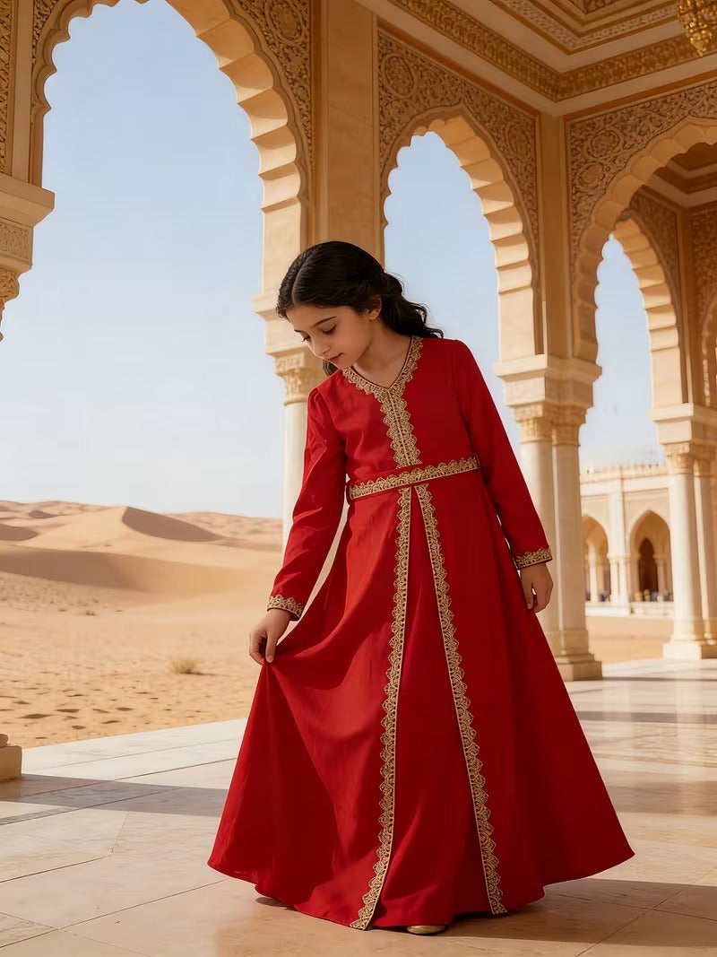 Caftan élégant pour filles – Robe traditionnelle pour l'Aïd et les occasions spéciales