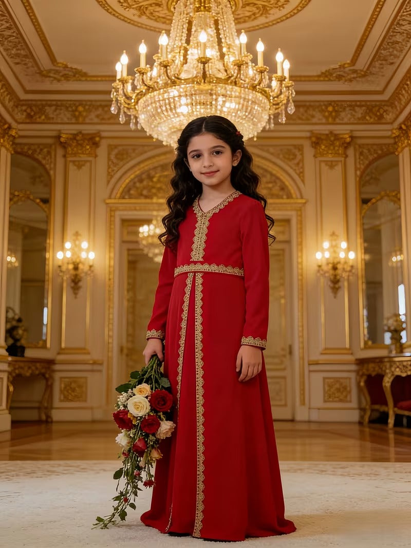 Caftan élégant pour filles – Robe traditionnelle pour l'Aïd et les occasions spéciales