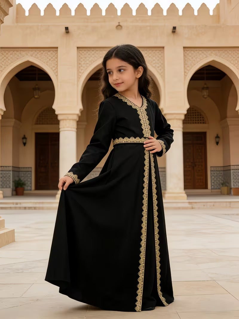 Caftan élégant pour filles – Robe traditionnelle pour l'Aïd et les occasions spéciales