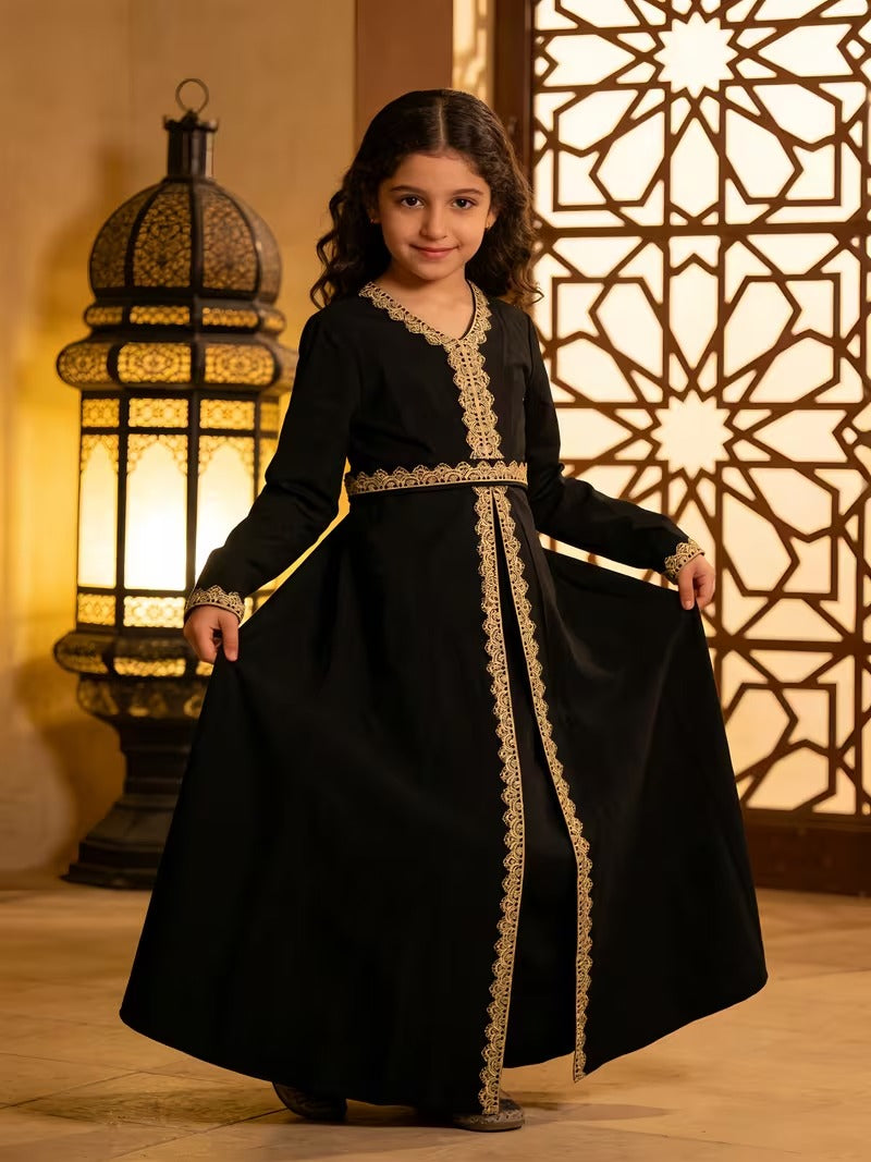 Caftan élégant pour filles – Robe traditionnelle pour l'Aïd et les occasions spéciales
