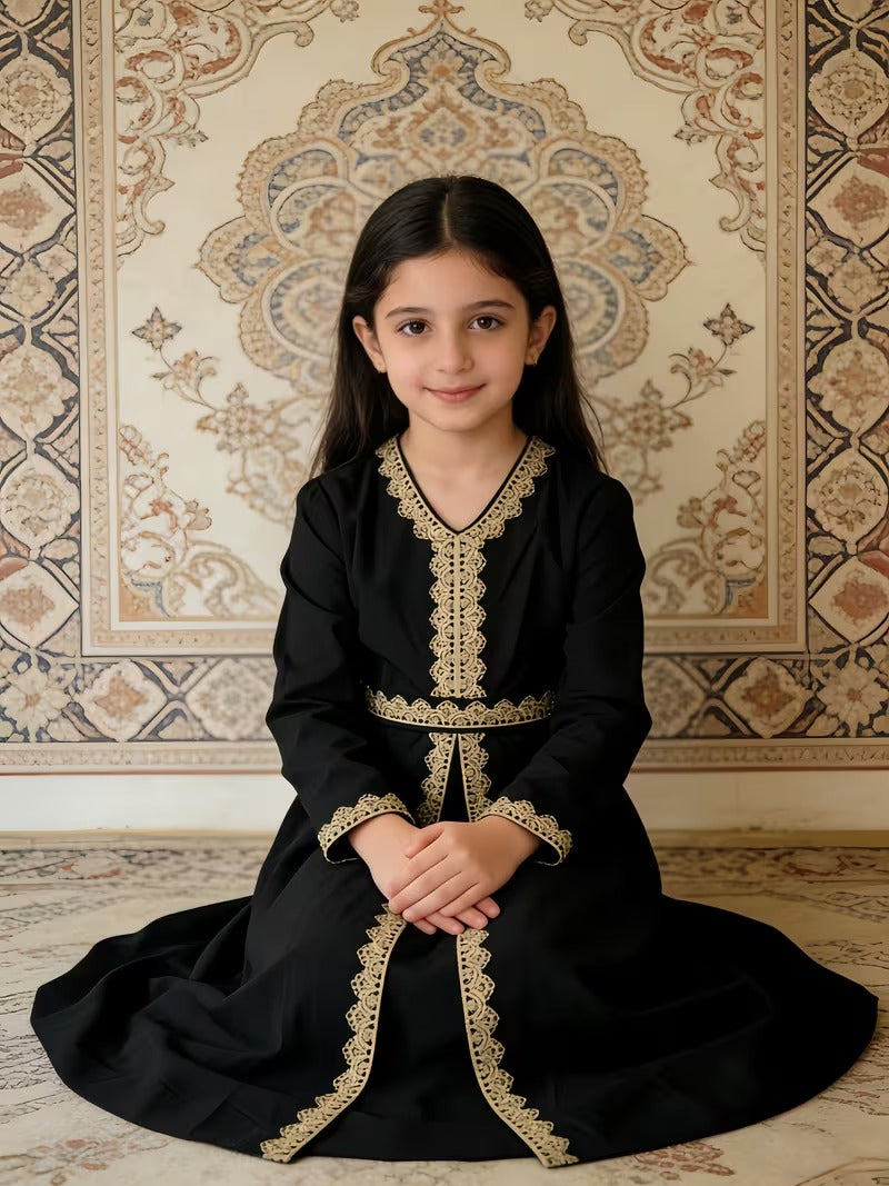 Caftan élégant pour filles – Robe traditionnelle pour l'Aïd et les occasions spéciales