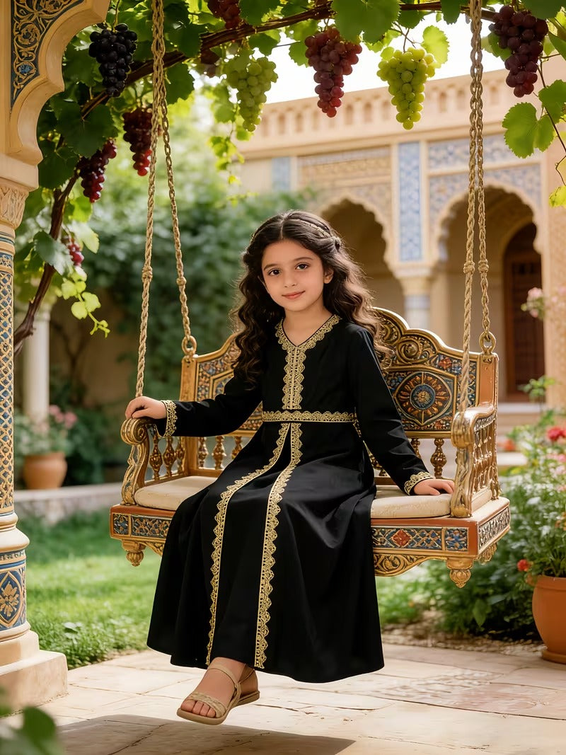 Caftan élégant pour filles – Robe traditionnelle pour l'Aïd et les occasions spéciales