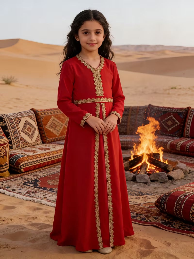 Caftan élégant pour filles – Robe traditionnelle pour l'Aïd et les occasions spéciales