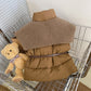 Stylish Winter Outfit for Kids – Puffer Jacket with Belt & Corduroy Pants
