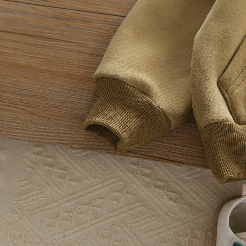 Ensemble sweat-shirt à capuche d'hiver pour enfants, nouveau style, vêtements d'hiver pour bébé garçon, plus gilet épais en velours, ensemble trois pièces