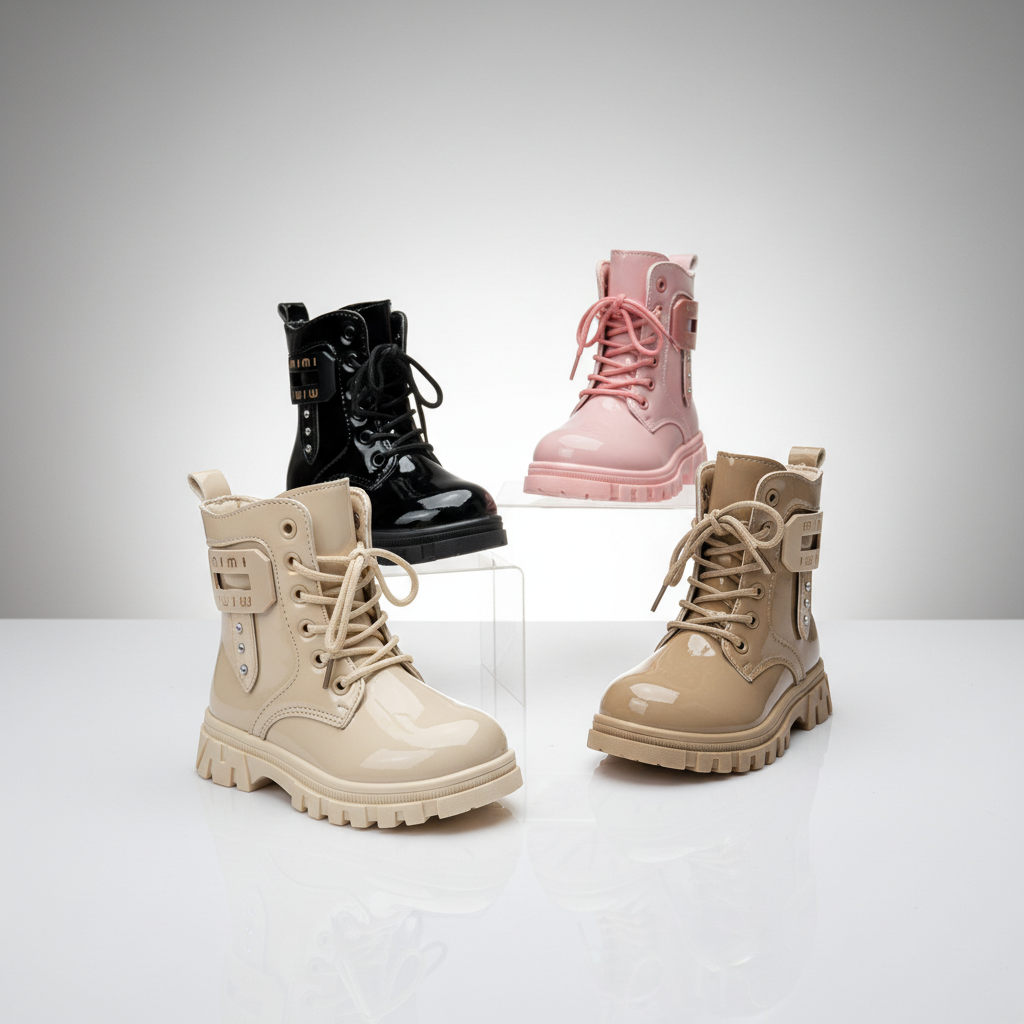 « Bottes vernies brillantes et élégantes pour filles, bottes d'hiver chaudes et confortables pour enfants »
