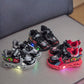 Baskets lumineuses à LED : chaussures de sport décontractées en cuir PU rouge et bleu