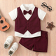 Boys Formal Outfit Set – Elegant Shirt, Vest & Shorts with Bow Tie