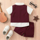 Boys Formal Outfit Set – Elegant Shirt, Vest & Shorts with Bow Tie