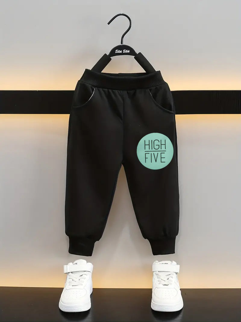 2 Pieces Adorable Toddler Letter Print Pullover & Black Pants Set for Boys and Girls