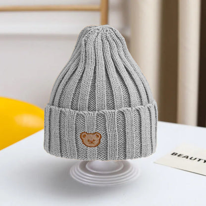 Adorable Bear Bliss : Bonnets en tricot doux de dessin animé mignon pour enfants - Mode confortable d'automne et d'hiver