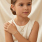Girls' 3-Piece Gold Anti-Tarnish Jewelry Set - Diamond Circle & Hamsa Hand Motif Necklace, Bracelet, and Earrings