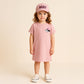 T-shirt d'été élégant à manches longues en pur coton pour fille, imprimé dessin animé avec Casquette