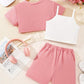 Tenue d'été 3 pièces Disney Stitch pour fille : ensemble haut court, débardeur et short pour s'amuser en plein air et se détendre.