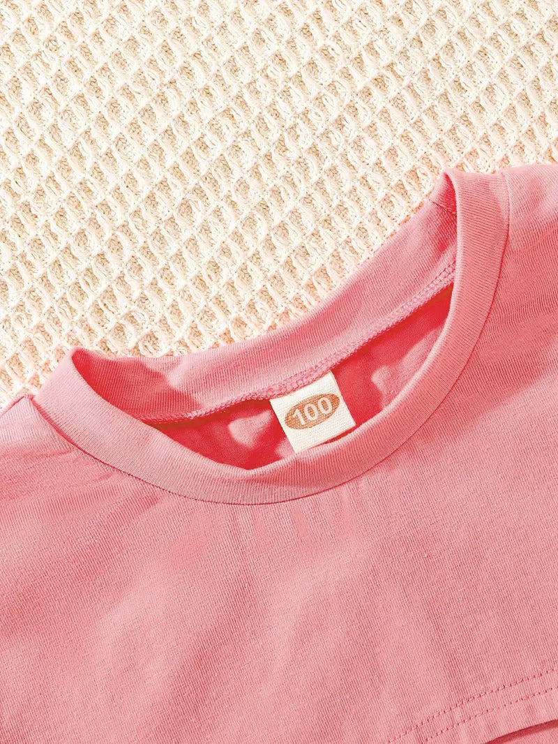 Tenue d'été 3 pièces Disney Stitch pour fille : ensemble haut court, débardeur et short pour s'amuser en plein air et se détendre.