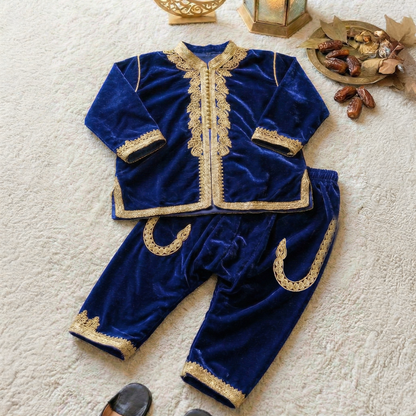 Jabador élégant en velours pour garçon – Parfait pour l'Aïd et les occasions spéciales