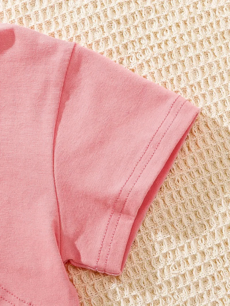 Tenue d'été 3 pièces Disney Stitch pour fille : ensemble haut court, débardeur et short pour s'amuser en plein air et se détendre.