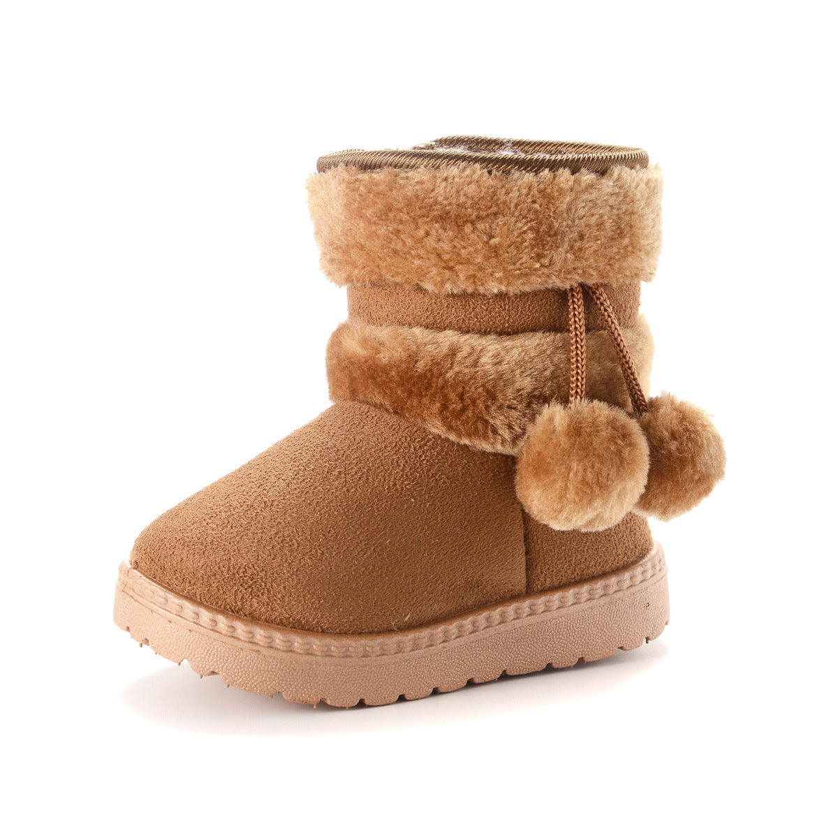 Nouvelles bottes d'hiver en fourrure avec de jolies boules de poils pour l'école 