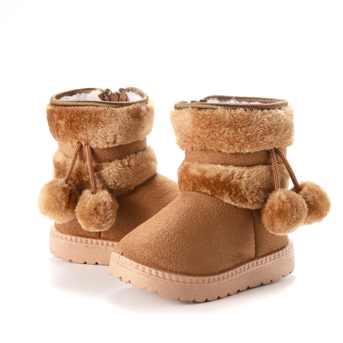 Nouvelles bottes d'hiver en fourrure avec de jolies boules de poils pour l'école 