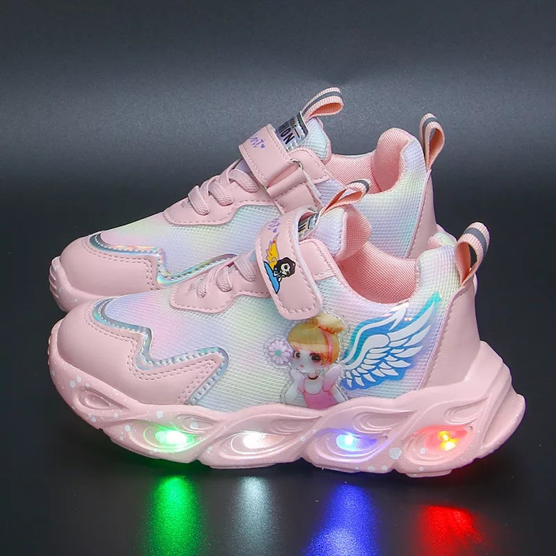 2022 New Breathable Girls LED Lighting Shoes Casual Sports Shoes